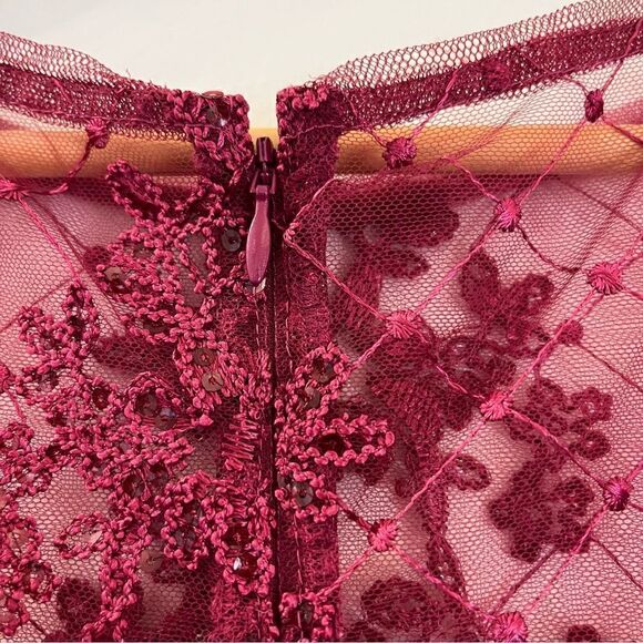 Adrianna Papell Sequin Embroidered Sheath Dress With Sheer Neckline, Pink, 4 NWT - Picture 14 of 14